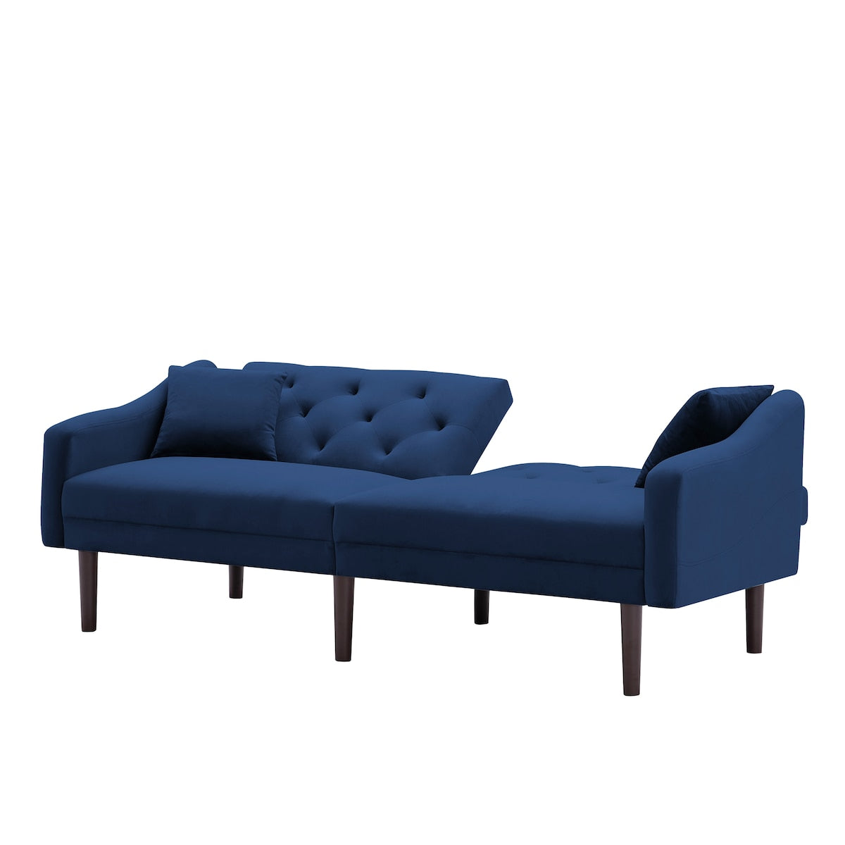 Multi-Functional Design Loveseat Sofa Velvet Upholstered Convertible Futon Sofa Sleeper Backrest Adjusting with 2 Pillows