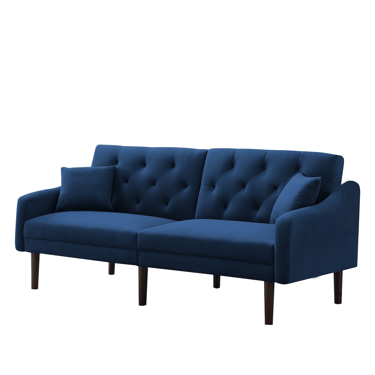 Multi-Functional Design Loveseat Sofa Velvet Upholstered Convertible Futon Sofa Sleeper Backrest Adjusting with 2 Pillows