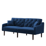 Multi-Functional Design Loveseat Sofa Velvet Upholstered Convertible Futon Sofa Sleeper Backrest Adjusting with 2 Pillows