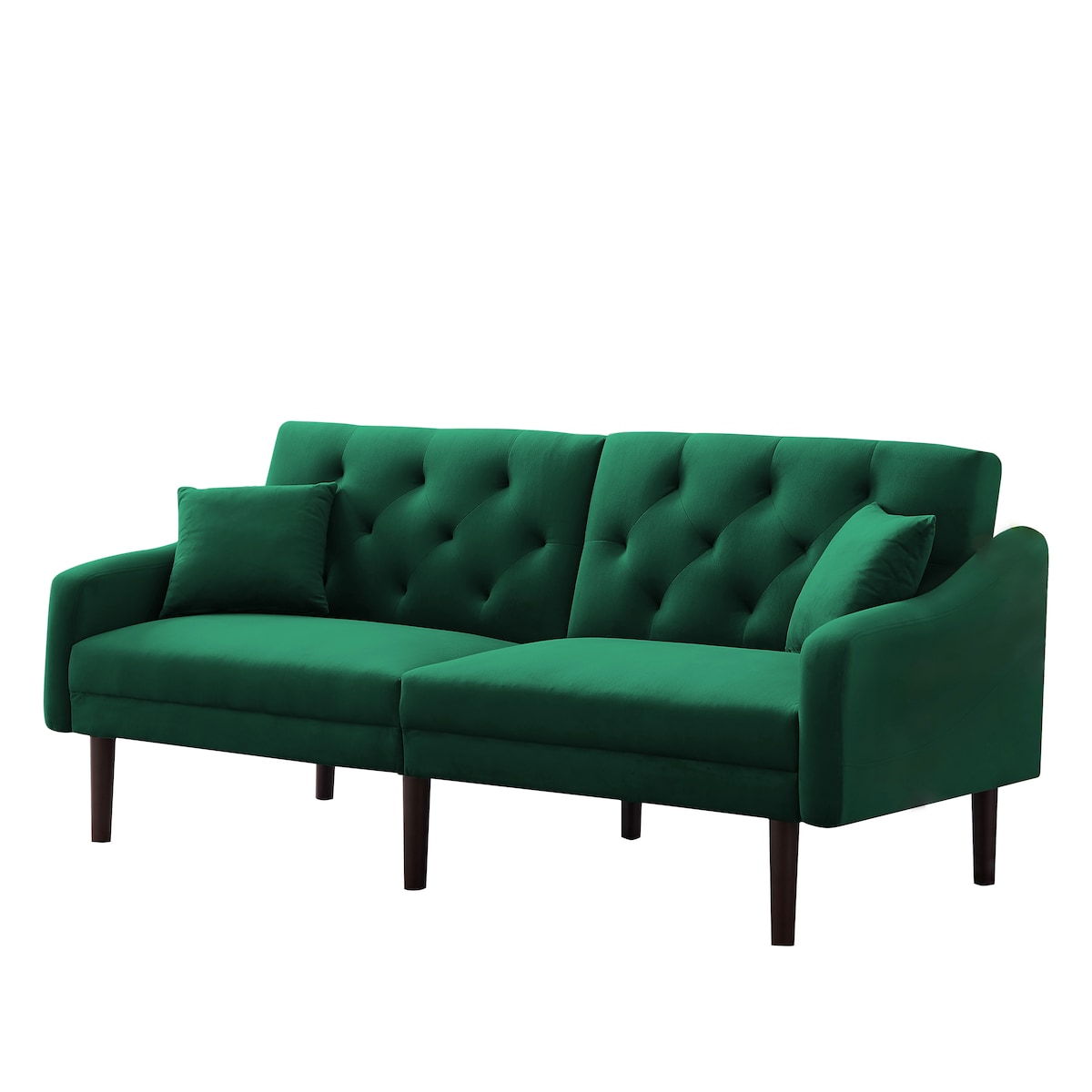 Multi-Functional Design Loveseat Sofa Velvet Upholstered Convertible Futon Sofa Sleeper Backrest Adjusting with 2 Pillows