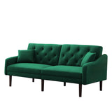 Multi-Functional Design Loveseat Sofa Velvet Upholstered Convertible Futon Sofa Sleeper Backrest Adjusting with 2 Pillows