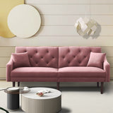 Multi-Functional Design Loveseat Sofa Velvet Upholstered Convertible Futon Sofa Sleeper Backrest Adjusting with 2 Pillows