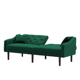 Multi-Functional Design Loveseat Sofa Velvet Upholstered Convertible Futon Sofa Sleeper Backrest Adjusting with 2 Pillows