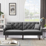 Multi-Functional Design Loveseat Sofa Velvet Upholstered Convertible Futon Sofa Sleeper Backrest Adjusting with 2 Pillows