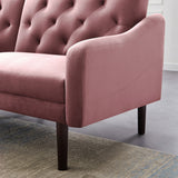 Multi-Functional Design Loveseat Sofa Velvet Upholstered Convertible Futon Sofa Sleeper Backrest Adjusting with 2 Pillows