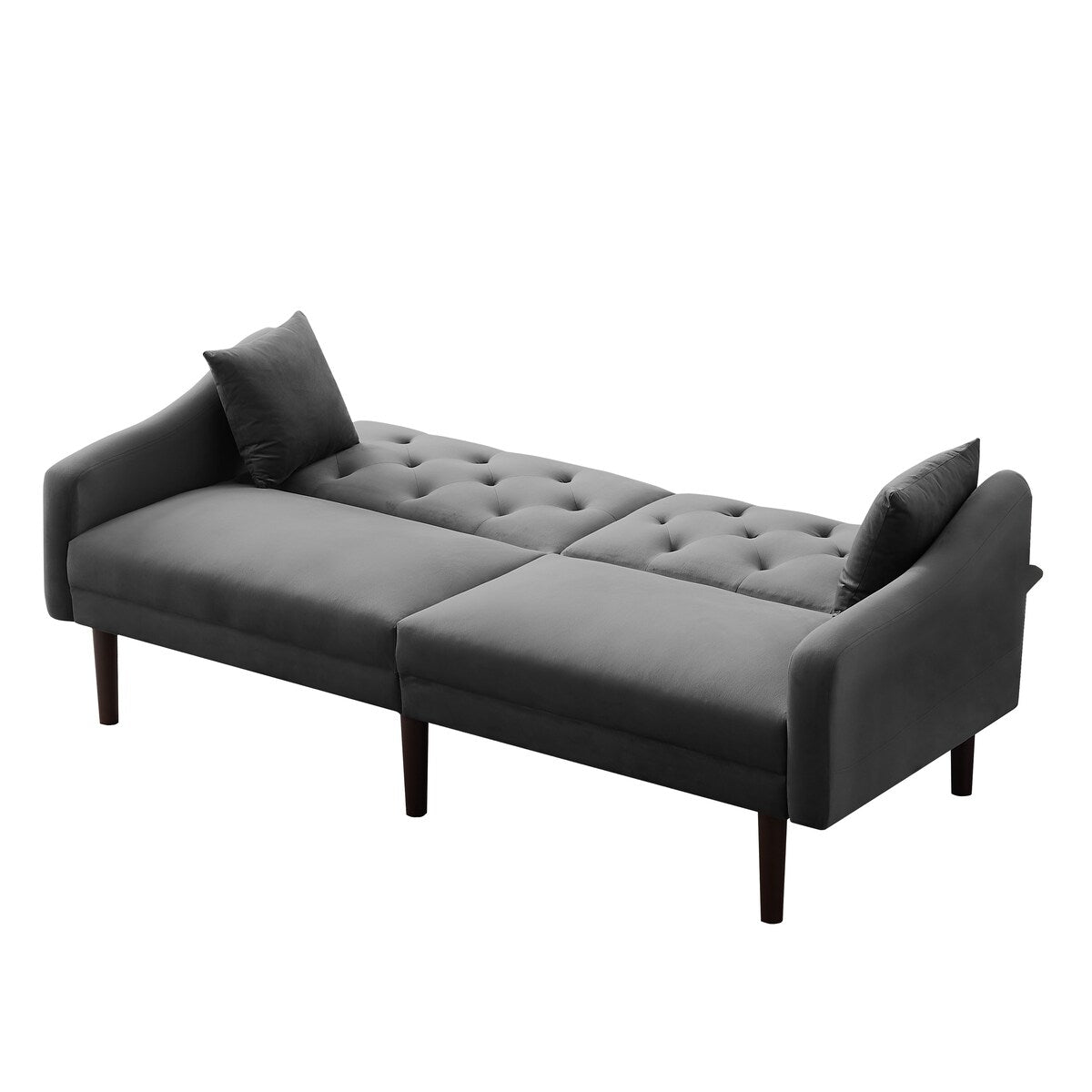 Multi-Functional Design Loveseat Sofa Velvet Upholstered Convertible Futon Sofa Sleeper Backrest Adjusting with 2 Pillows
