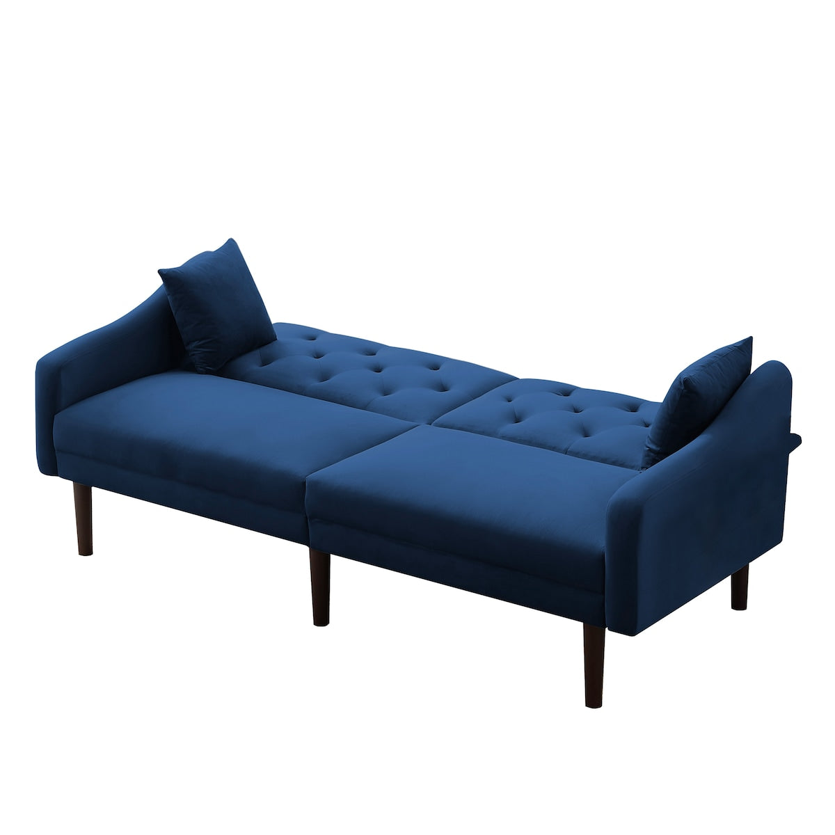 Multi-Functional Design Loveseat Sofa Velvet Upholstered Convertible Futon Sofa Sleeper Backrest Adjusting with 2 Pillows