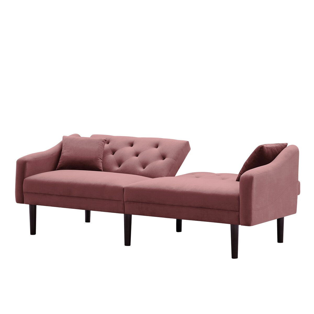 Multi-Functional Design Loveseat Sofa Velvet Upholstered Convertible Futon Sofa Sleeper Backrest Adjusting with 2 Pillows