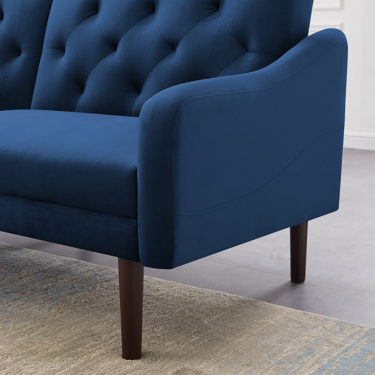 Multi-Functional Design Loveseat Sofa Velvet Upholstered Convertible Futon Sofa Sleeper Backrest Adjusting with 2 Pillows