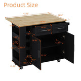 Multi-Functional Kitchen Island Cart with Cabinet and Drawers,Spice Rack, Towel Holder, Wine Rack