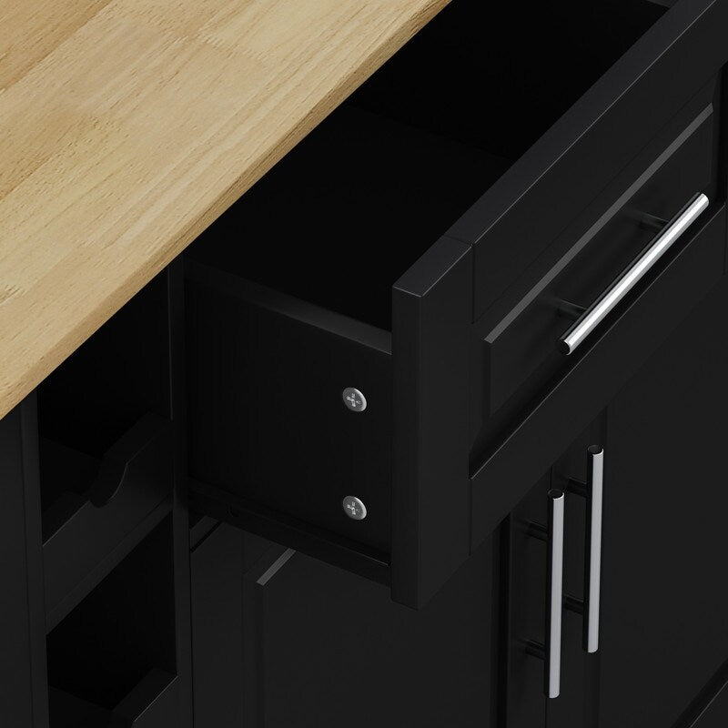 Multi-Functional Kitchen Island Cart with Cabinet and Drawers,Spice Rack, Towel Holder, Wine Rack