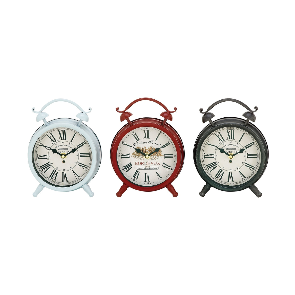 Iron Vintage Clock No Theme (Set of 3) - 6 x 3 x 8Round