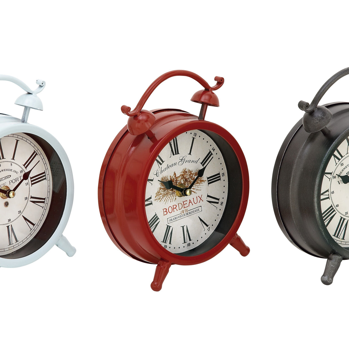 Iron Vintage Clock No Theme (Set of 3) - 6 x 3 x 8Round
