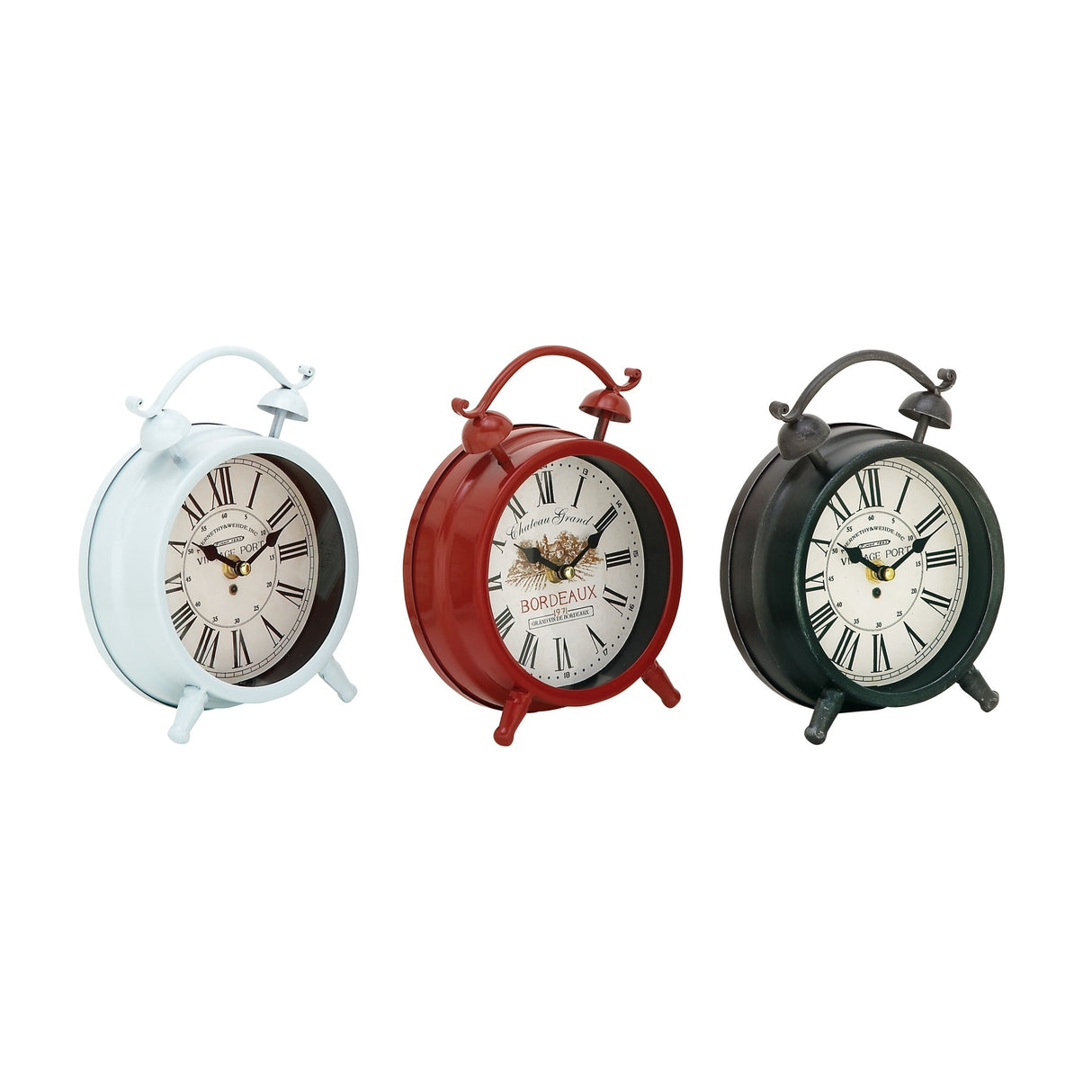 Iron Vintage Clock No Theme (Set of 3) - 6 x 3 x 8Round