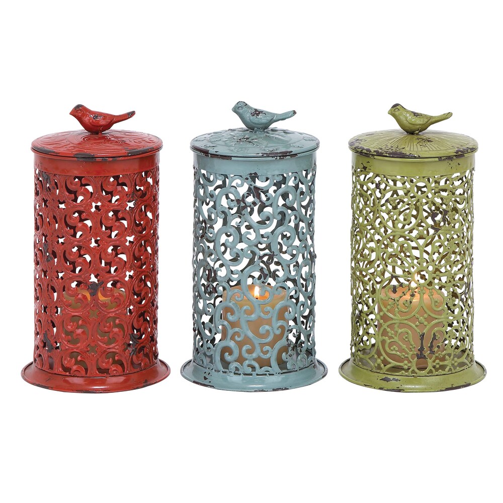 Multi-colored Metal Lantern Set (Set of 3)