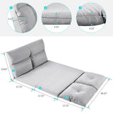 Multi-functional Fabric Folding Chaise Lounge Floor Sofa, 5 Levels For Adjustment Both on the Head Place and Waist(Gray)