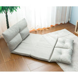 Multi-functional Fabric Folding Chaise Lounge Floor Sofa, 5 Levels For Adjustment Both on the Head Place and Waist(Gray)