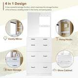 Multi-functional Shoe Cabinet with 3 Flip Drawers,Elegant Hall Tree with Mirror,Entryway Shoe Rack with 6 Hanging Hooks