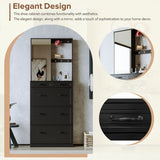 Multi-functional Shoe Cabinet with 3 Flip Drawers,Elegant Hall Tree with Mirror,Entryway Shoe Rack with 6 Hanging Hooks
