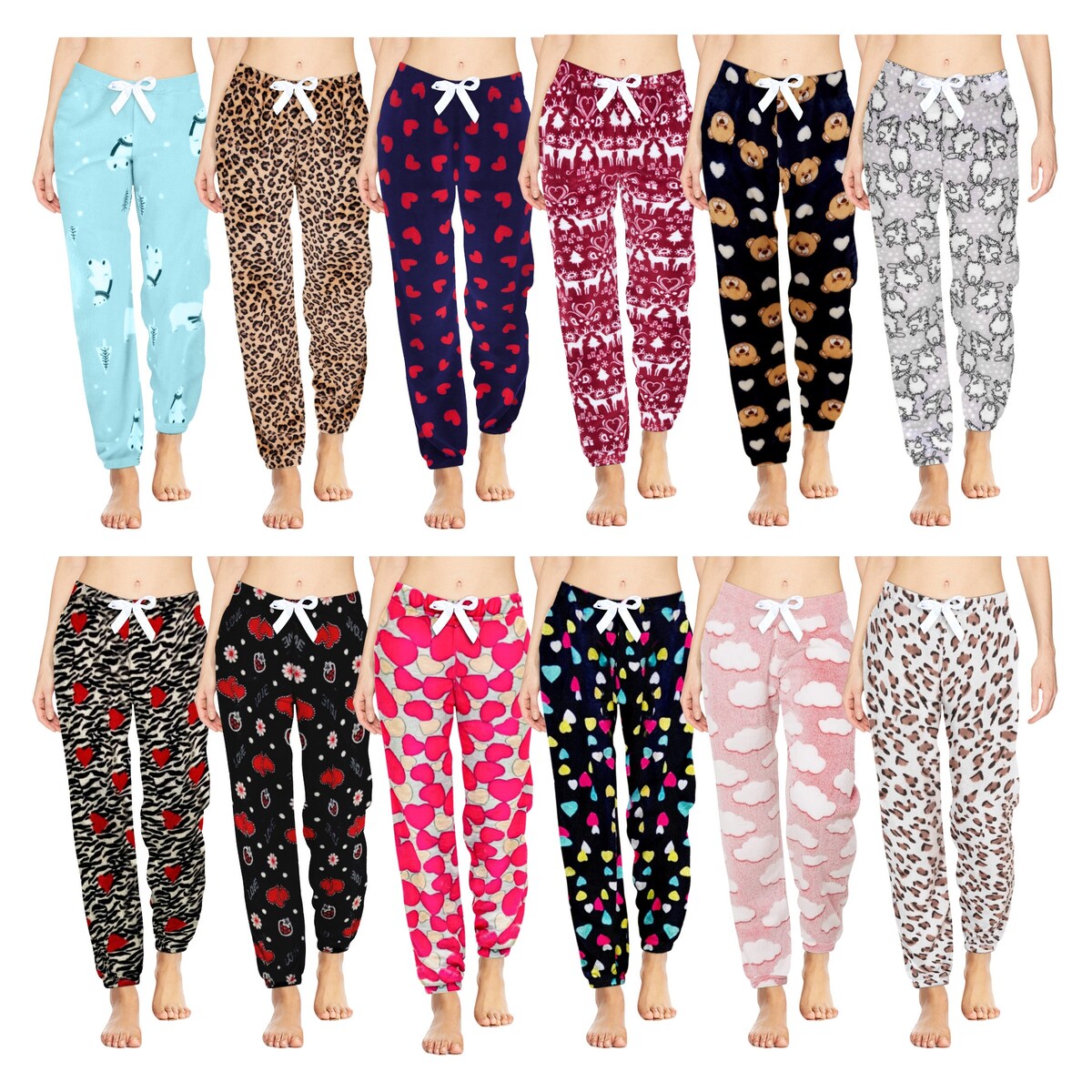 Womens Ultra Plush Micro Fleece Pajama Pants MultiPack Soft Comfortable Fun Colors