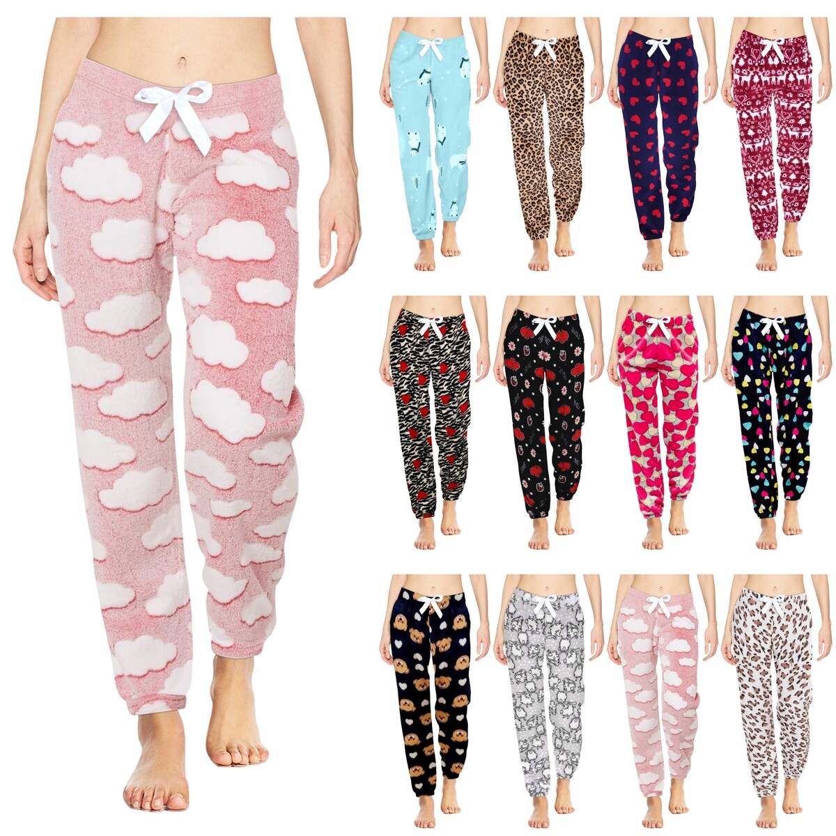 Womens Ultra Plush Micro Fleece Pajama Pants MultiPack Soft Comfortable Fun Colors