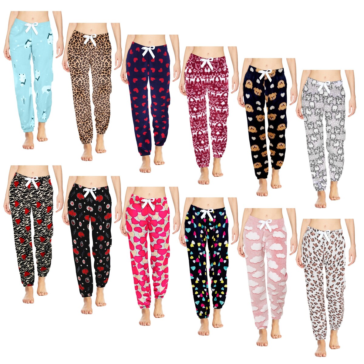 Womens Ultra Plush Micro Fleece Pajama Pants MultiPack Soft Comfortable Fun Colors