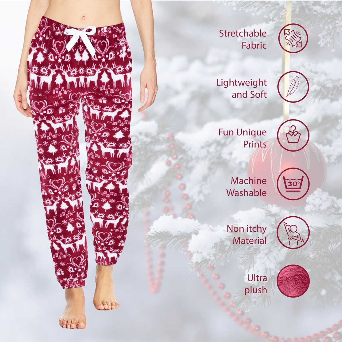 Womens Ultra Plush Micro Fleece Pajama Pants MultiPack Soft Comfortable Fun Colors