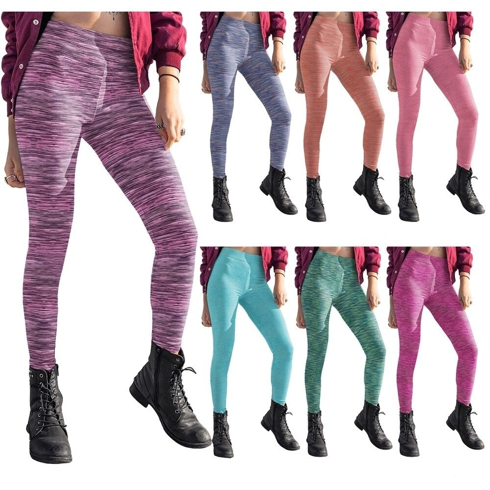Womens UltraSoft Seamless Space Dye Yoga Leggings MultiPack Activewear