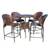 Multibrown Wicker Outdoor Bistro Bar Set with Ice Pail by Christopher Knight Home - N/A