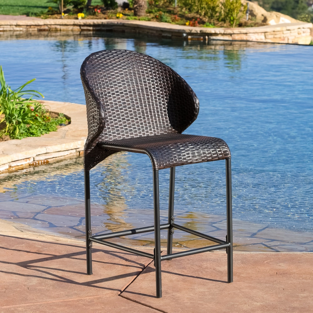 Multibrown Wicker Outdoor Bistro Bar Set with Ice Pail by Christopher Knight Home - N/A