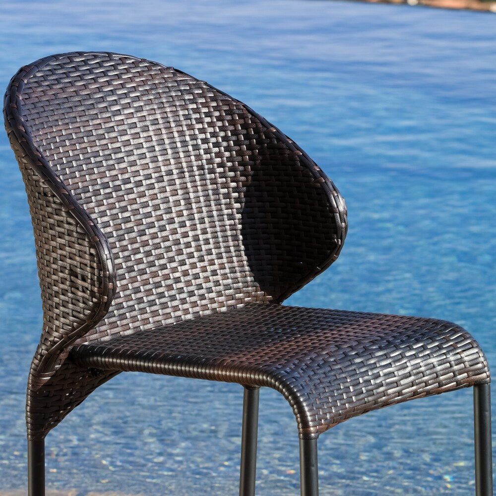 Multibrown Wicker Outdoor Bistro Bar Set with Ice Pail by Christopher Knight Home - N/A