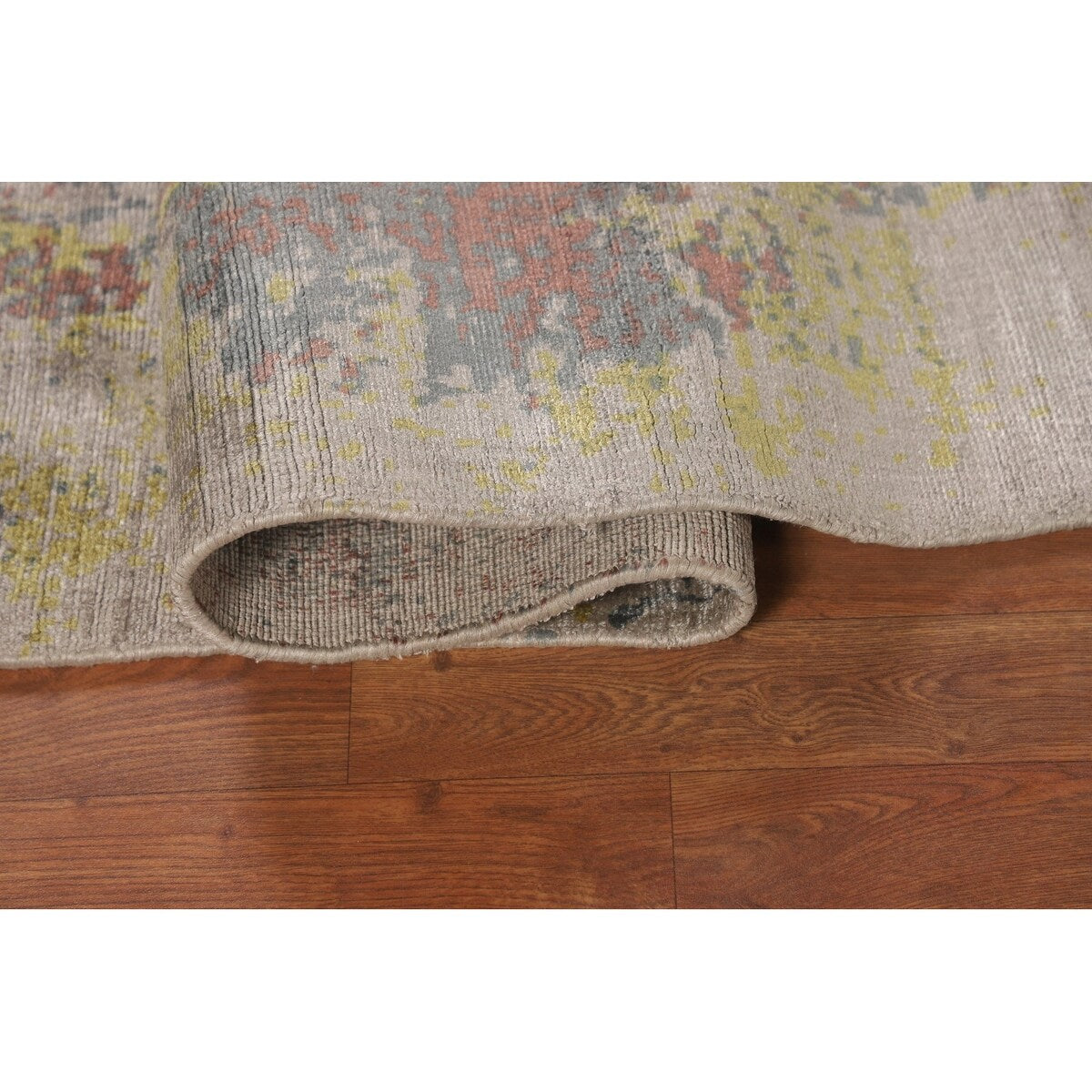 Multicolor Abstract Modern Area Rug Hand-Knotted Wool Carpet - 4'10"x 7'6"