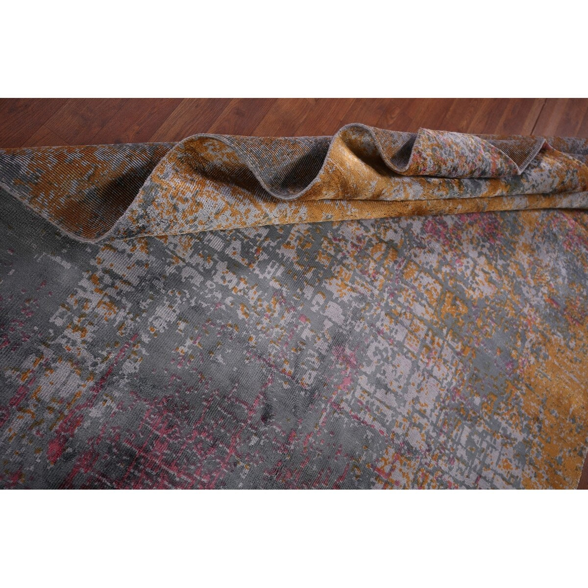 Multicolor Abstract Modern Area Rug Handmade Wool Carpet - 5'8"x 7'9"