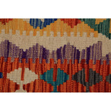 Multicolor Geometric Kilim Oriental Area Rug Hand-Woven Wool Carpet - 8'2" x 9'6"