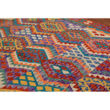 Multicolor Geometric Kilim Oriental Area Rug Hand-Woven Wool Carpet - 8'2" x 9'6"