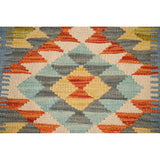 Multicolor Kilim Reversible Rug Flatweave Geometric Foyer Wool Carpet - 1'10"x 2'6"
