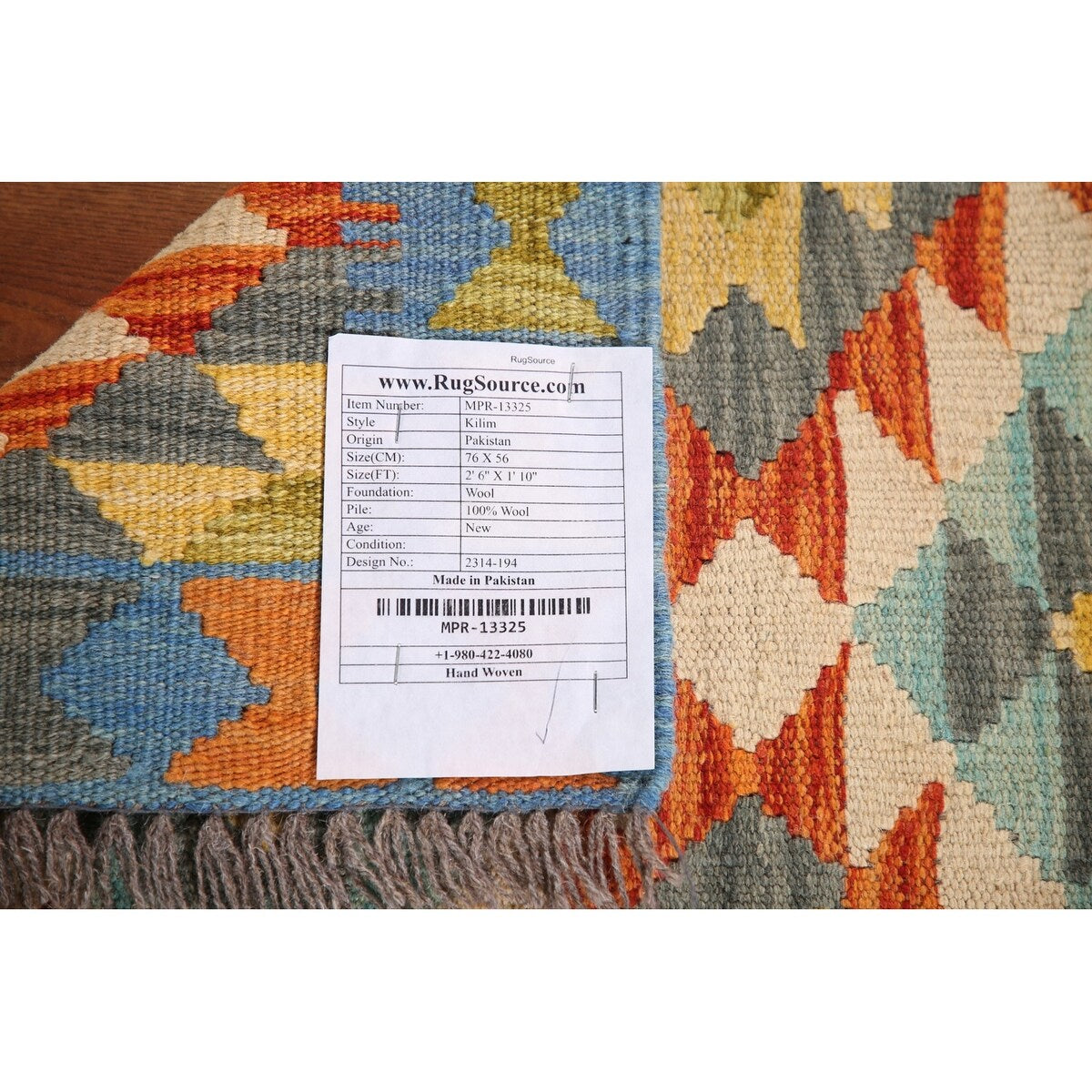 Multicolor Kilim Reversible Rug Flatweave Geometric Foyer Wool Carpet - 1'10"x 2'6"