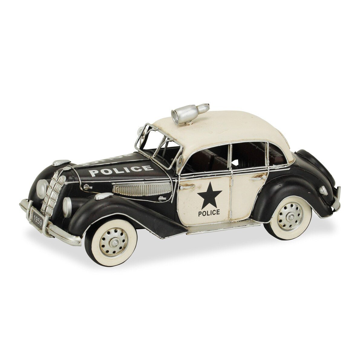 Multicolor Metal Early 20th Century Style Police Car Model