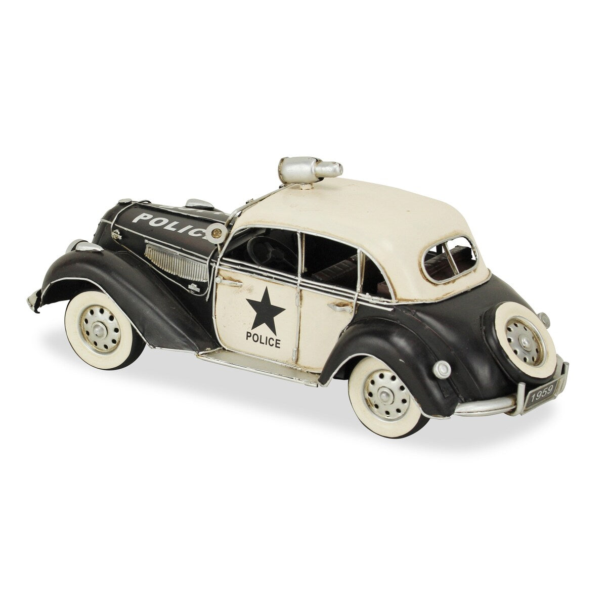 Multicolor Metal Early 20th Century Style Police Car Model