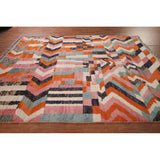 Multicolor Plush Moroccan Area Rug Handmade Geometric Wool Carpet - 7'10" x 10'7"