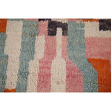 Multicolor Plush Moroccan Area Rug Handmade Geometric Wool Carpet - 7'10" x 10'7"