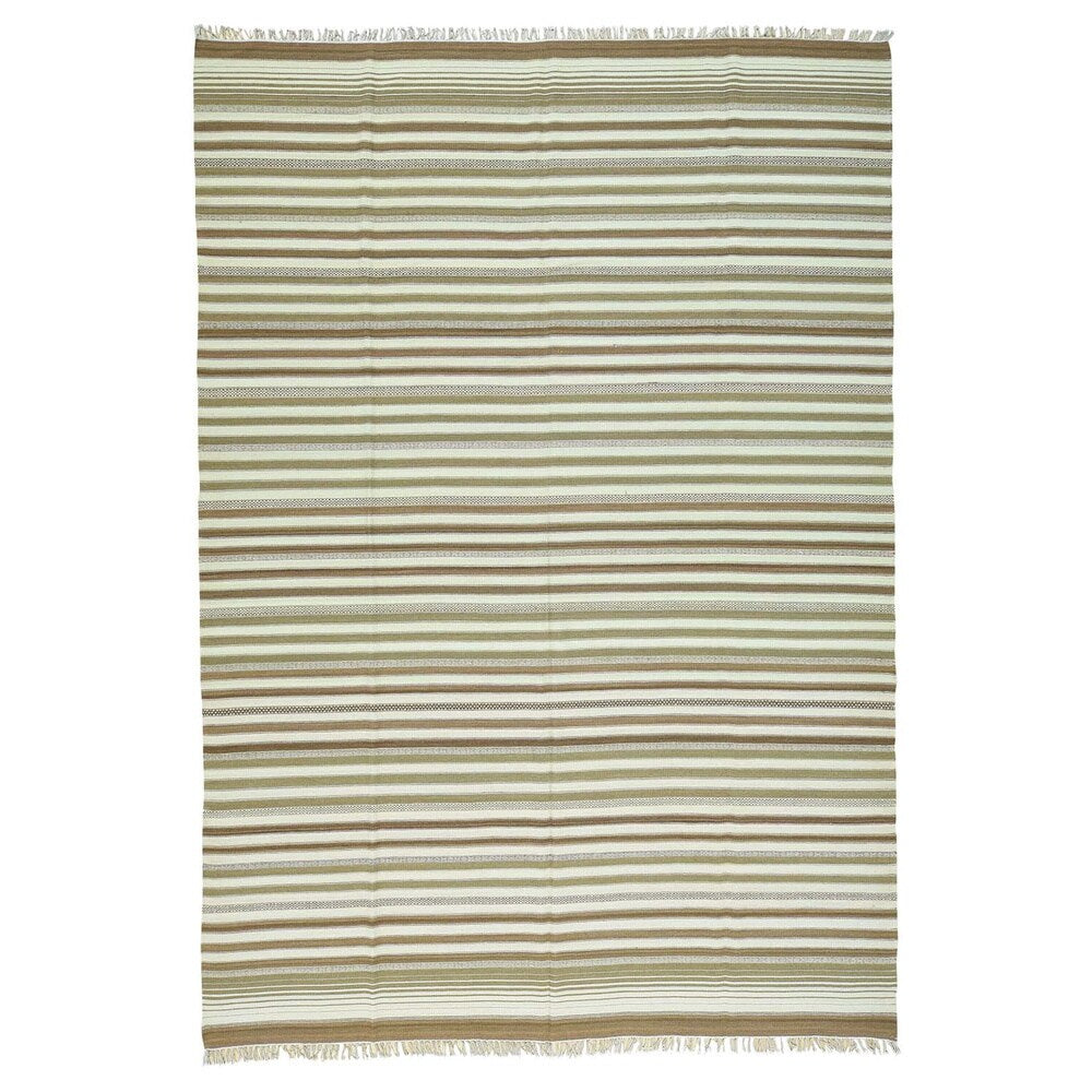 Multicolor Wool Striped Kilim Hand-woven Flatweave Oriental Rug (9'8 x 14') - Multi
