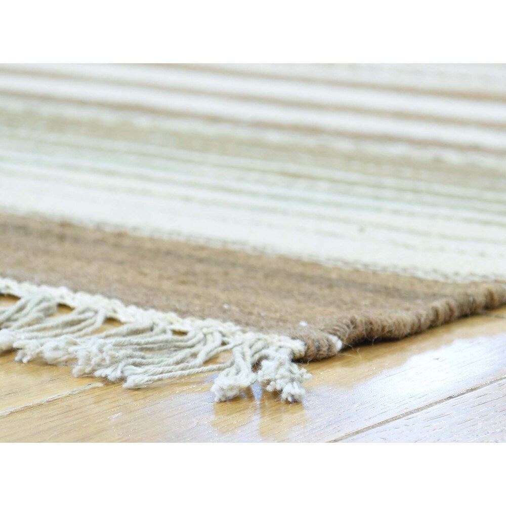 Multicolor Wool Striped Kilim Hand-woven Flatweave Oriental Rug (9'8 x 14') - Multi