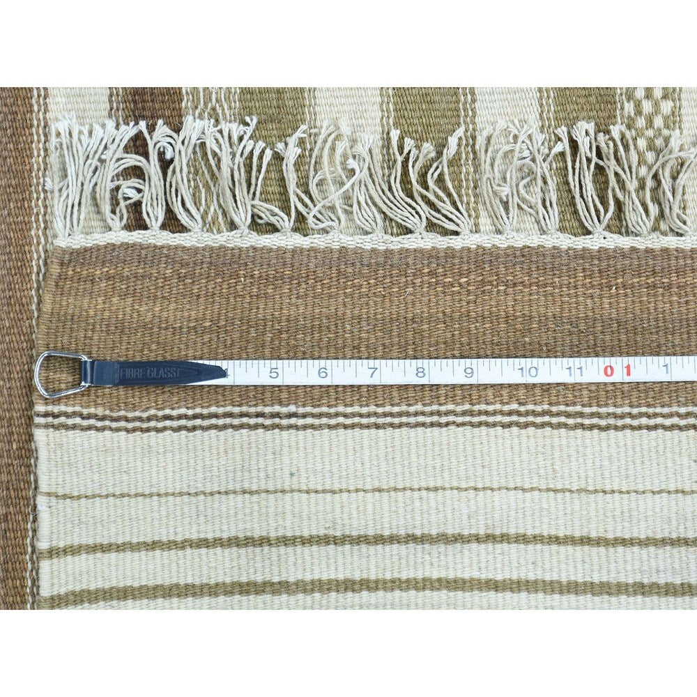 Multicolor Wool Striped Kilim Hand-woven Flatweave Oriental Rug (9'8 x 14') - Multi
