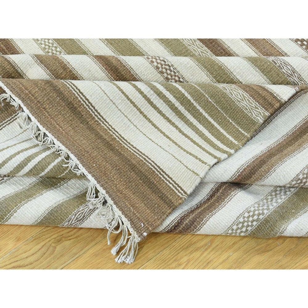 Multicolor Wool Striped Kilim Hand-woven Flatweave Oriental Rug (9'8 x 14') - Multi