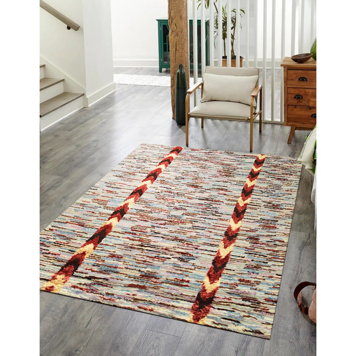 Multicolored Contemporary Transitional Modern Sik Knotted Area Rug - Elegant and Timeless Design - 6' x 9'