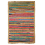 Sevita Boho Multicolored Stripes Jute Bordered Accent Rug