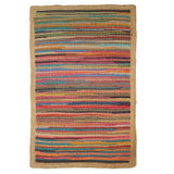 Sevita Boho Multicolored Stripes Jute Bordered Accent Rug