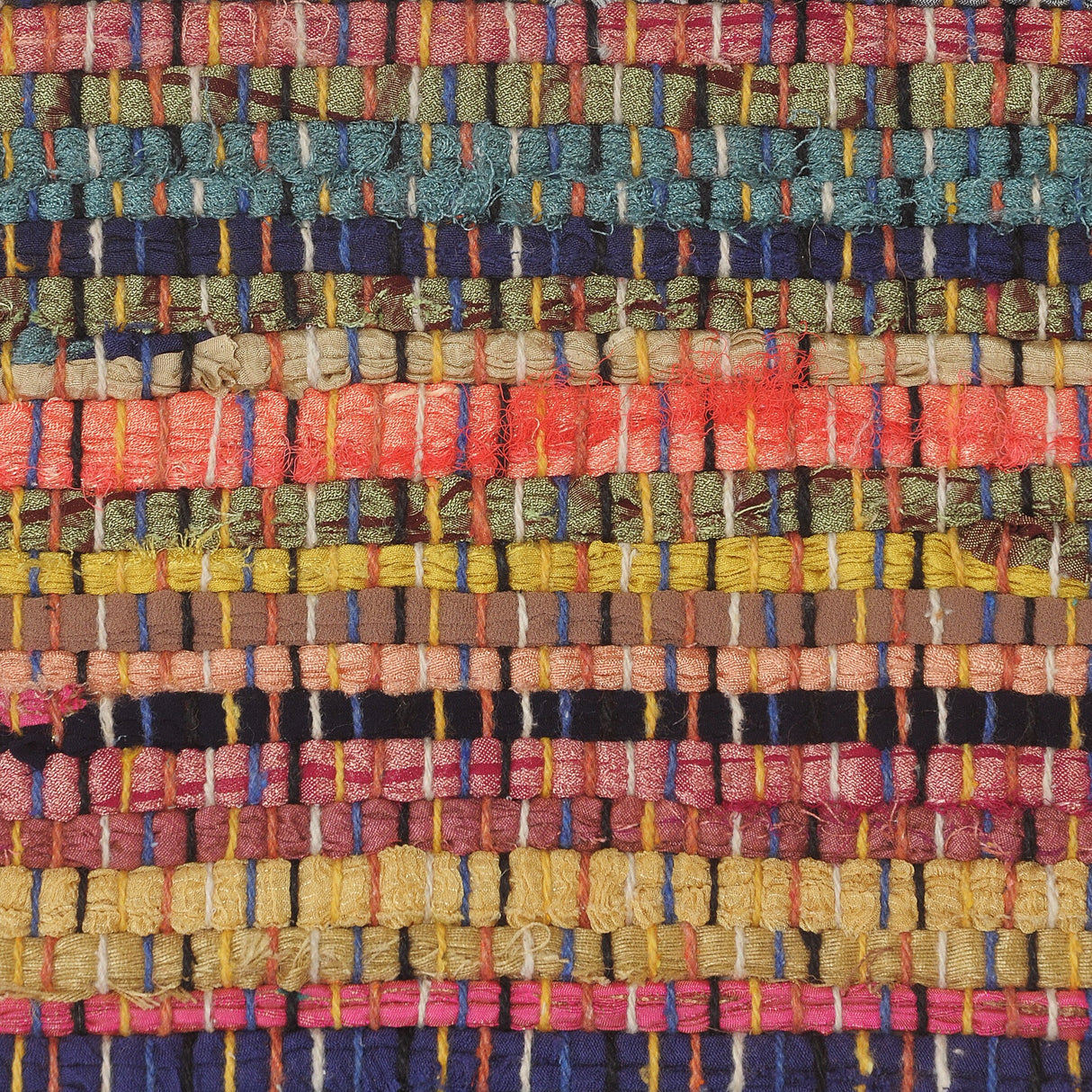 Sevita Boho Multicolored Stripes Jute Bordered Accent Rug