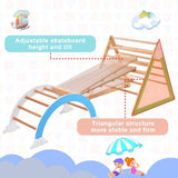 Multifunction Playset Natural Wood Playground - 90.00"L * 31.50"W * 32.00"H